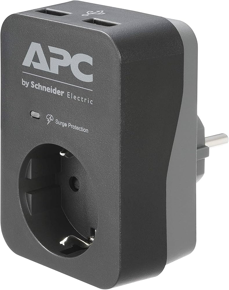 APC Essential SurgeArrest 1 Outlet 2 USB Ports Black 230V Schuko (PME1WU2B-GR)