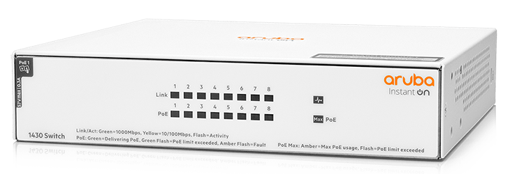 HPE Aruba Instant On 1430 Unmanaged 8G PoE+ 64W Switch R8R46A